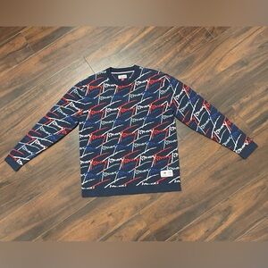 Men’s Tommy Hilfiger Denim Sweater Size Medium All Over Print Crew Neck